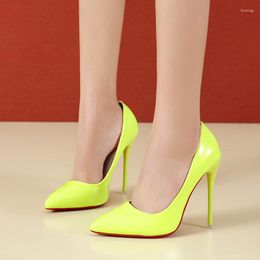 Dress Shoes Plus Size 35-45 Women Pointed Toe Pumps Patent Leather High Heels Boat Wedding Zapatos Mujer