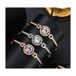 Charm Bracelets Fashion Jewellery Ladies Allmatch Bracelet Simple Temperament Noble Diamond Drop Delivery Dhkfb