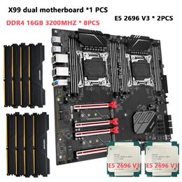 MACHINIST X99 Dual CPU Motherboard Set Kit LGA 2011-3 Xeon E5 2696 V3 CPU x 2pcs and DDR4 128GB 3200MHZ RAM X99 D8 MAX