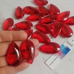 Chandelier Crystal Camal 20pcs 37mm Red Smooth Teardrop Beads Prism Pendant Lamp Hanging Ornament Wedding Jewelry Craft Decor