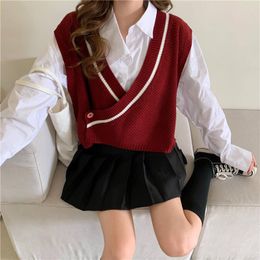 Women's Sweaters Knit Sweater Vest Women Sweet Kawaii Pullover Female Designer Harajuku Knitted Top Women's Clothing Autumn 2023