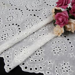 Clothing Fabric Embroidered Cotton By The Yard White Lace Eyelet For DIY Sewing Cloth Wedding Dress Home Party Decor