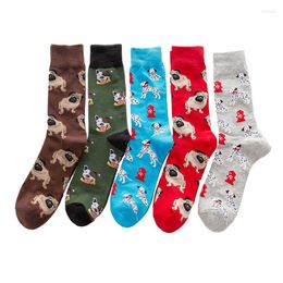 Men's Socks Happy Combed Cotton Colourful Breathable Funny High-quality Casual Long Sock Lovely Dogs Print Crew Art