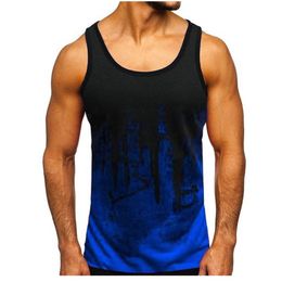 Men's Tank Tops Fashion Sports Fitness Camouflage Vest For Men Gradient Collision Top Chemise Home 2023