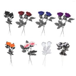 Decorative Flowers Artificial Roses Halloween With Eyeballs 2 Pack Pography Props Costume Prop Realistic Rose Bouquets 16inch