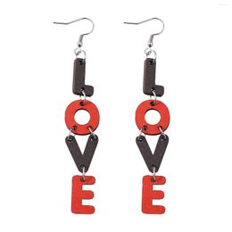 Hoop Earrings Valentine's Day Love Letter Series Double Sided Wooden Festival Gift Female