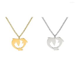 Pendant Necklaces Classic Necklace Cute Dolphin Heart-shaped Pendants Fashion Stainless Steel Clavicle Chain Women Jewellery Gift