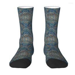 Men's Socks Cool Flower Of Life In Lotus Mandala Women Men Warm 3D Print Buddhism Sports Basketball