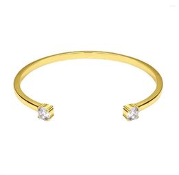 Bangle 18K Real Gold Plated Double Sparkle Cubic Zirconia Cuff Chic Bracelet For Women