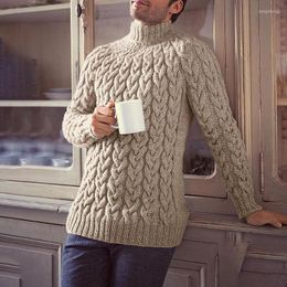 Men's Sweaters 2023 Fall Winter Men Casual Slim Fit Long Sleeve Turtleneck Knitting Jumpers Mens Vintage Jacquard Solid Knit Sweater