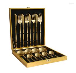 Dinnerware Sets 16pcs Set Rose Gold Cutlery 18/10 Stainless Steel Tableware Fork Knife Spoon Dinner Silverware With Gift Box