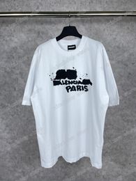 xinxinbuy Men designer Tee t shirt Paris Hand-painted letters print short sleeve cotton women white black gray XS-L