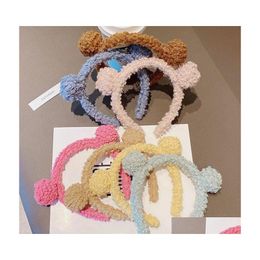 Hair Accessories Girls Cute Bear Ears Plush Simple Hairbands Kids Lovely Ornament Headband Hoops Children Fashion Drop Delivery Baby Dhy39