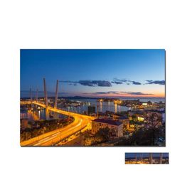 Paintings Russia Vladivostok Cityscape Posters Canvas Cloth Fabric Print Painting For Home Decor Wall Art Picture Drop Delivery Gard Dhaq0