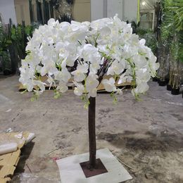 Decorative Flowers 130CM Tall Artificial Phalaenopsis Tree Simulation Plant Pot White Butterfly Orchid Table Ornament For Wedding Home