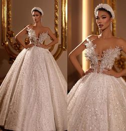 Уникальное жемчужное свадебное платье кружево V шея свадебные платья из бисера