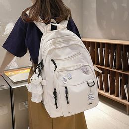 Backpack Fashion Women Student Waterproof Badge Bear Nylon Girls Laptop School Bag Leisure Travel Cute Mochila Rucksack Female