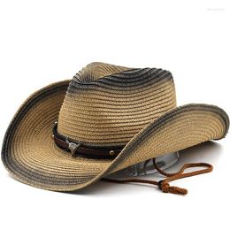 Berets Western Cowgirl Men's Cowboy Accessories Luxury Designer Woman Hat Straw Jazz Country Cow Head