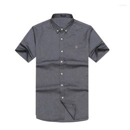 Men's Casual Shirts 0.2Gan Classic Men's Top Oxford Camisa Masculina Short Sleeve Cotton High Quality