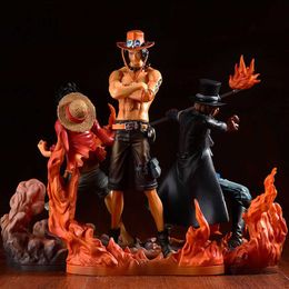 Action Toy Figures 3Pcs/set Anime One Piece DXF Brotherhood II Figure Portgas Ace Sabo Luffy Figurine Action Figures PVC Collection Model Toy T230105