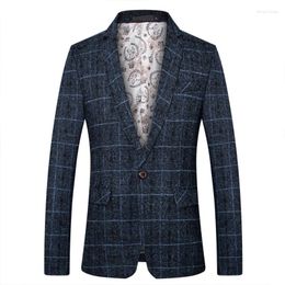 Men's Suits 2023 Spring Autumn Cheque Design Blazer Men Fashion Stylist Coat Suit Jacket Casual Chaqueta Traje Hombre