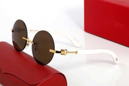 Brand Sunglasses Designer Sunglasses for Women Fashion Retro Round Buffalo Horn Sun glasses Frameless Female Gradient Sunglass Men Vintage good