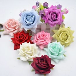 Decorative Objects Figurines 8CM Artificial Silk Fabric Rose Flower Heads For Wedding Party Home Decoration DIY Hat Wall Arch Accessories 230104