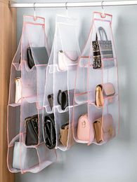 Storage Boxes Hanging Handbag Organiser Non-woven Fabric Foldable Transparent Bag Door Wall Sundry Shoe Hanger Pouch 6/8 Pocket