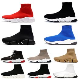 2023 Designer Socks Shoes Men Women Runner Sock Boots High Platform Triple Black Glitter lace-up black white red Grey Blue clear sole volt Casual Sneakers Size 36-45