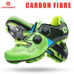 Cycling Footwear Sidebike Shoes Carbon Mountain Bike Men MTB Self-locking Athletic Racing Ultralight Breathable Wear-resisting Red