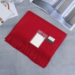 Winter Pure Colour Cashmere Scarf Women's Barbed Tassel Wild Monochrome Warm Scarfs Oversize Shawl