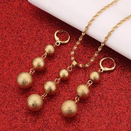 Necklace Earrings Set Bead Round Pendant Chain Ball For Women Arab Africa Ethiopian Jewelry