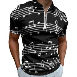 Men's Polos Music Notes White Casual Polo Shirt Monochrome T-Shirts Male Short Sleeve Custom Summer Cool Oversized Tops Gift