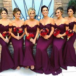 Denizkızı vestido de festa longo omuz kapalı koyu mor nedime elbiseler Düğün Hizmetçisi Onur Partisi Elbiseler