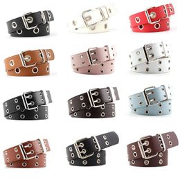 Belts Unisex Fashion Punk Chain Belt Adjustable Multicolor Double/Single Metal Buckle Shorts Jeans Leather Waistband