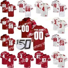 American College Football Wear Thr NCAA College Jerseys Wisconsin Badgers 25 Melvin Gordon III 16 Russell Wilson 17 Jack Coan 87 Quintez Cephus Custom Football Stitc