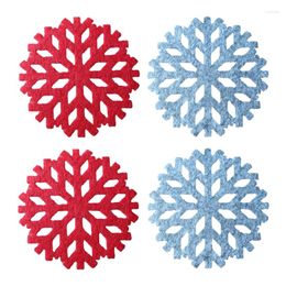 Table Mats 4 Pieces Round Coasters Christmas Snowflake Good Absorbent 4'' Cup