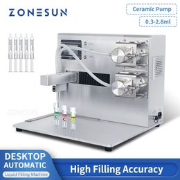 ZONESUN ZS-YTXY2 Double Heads Chemical Reagent Filling Machine Ceramic Pumps Small-dose Filler Liquid Packing Machine