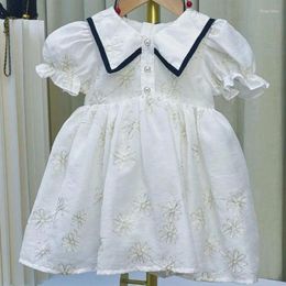 Girl Dresses Kids Girls Dress Summer Korean Style Lovely Baby Princess White Colour Short Sleeved Lace Children Clothes