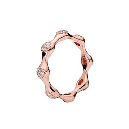 18K Rose Gold Band Ring with Original Box for Pandora Authentic Sterling Silver Wedding Party Jewelry For Women Girls CZ Diamond Couple's Rings Girlfriend Gift