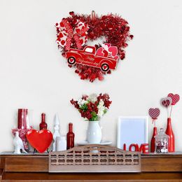 Decorative Flowers Holiday Party Pendant Non-Fading Hanging Decoration Easy To Hang Valentine's Day Wedding Love Heart Wreath