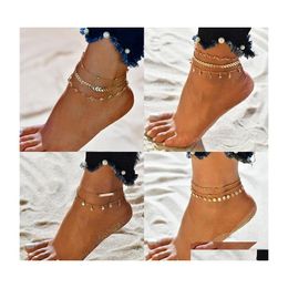Anklets Bohemian Shell Heart Summer Set For Women Tortoise Ankle Bracelets Girls On Leg Chain Female Jewellery Gift Drop Delivery Dhiub