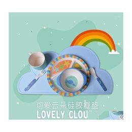 Mats Pads Table Cute Sile Placemat Cloud Shape Baby Kid Pad Nonslip Waterproof Heat Insation Plate Mat Kitchen Gadget Easy Cleanin Dh5Hh
