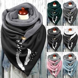 Scarves Scarf For Women Hijab Designer Bandana Fashion Feather Print Winter Button Soft Wraps Casual Warm Shawls