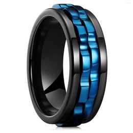 Wedding Rings Fashion Punk Style Gear Rotating Anxiety Fidget Ring Titanium Steel Chain Spinner For Men Rock Biker Party Jewellery