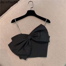 Women s Tanks Camis Joinyouth Sexy Lady Crop Top Mujer Summer Clothing Diamond Bow Backless Harajuku Temperament Tees Korean Fashion 230104