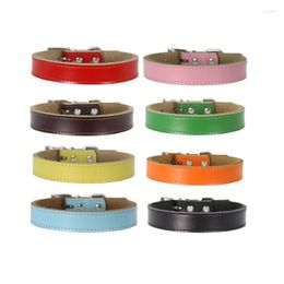 Dog Collars 8 Colors Adjustable Colorful Pet Kitten Cat Collar PU Leather Neck Strap Safe For Dogs Cats Soft Supplies