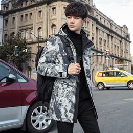 Men's Down Young Winter Sports Jacket Middle And Long Thickened Warm Camouflage Student Coat