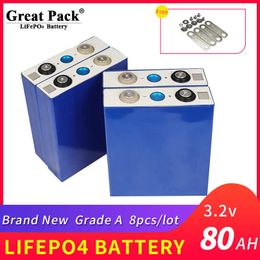 100% Full Capacity Brand New Grade A 8PCS 3.2V 80Ah Battery Cell LiFePO4 Rechargeable Deep Cycle Lithium Solar Power Bank