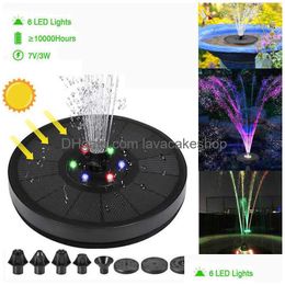 Gartendekorationen 7V / 3W Solarwasserbrunnenpumpe ColorF LED-Leuchten Schwimmende Schwimmbäder Teich Rasen Dekor Y0914 Drop Lieferung nach Hause DH7XB